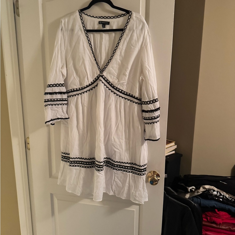 White and Black Trim Dress